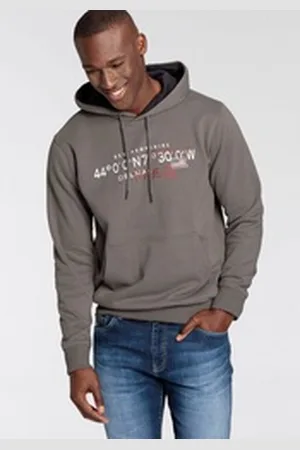 DELMAO Kapuzensweatshirt Langarm, lockere Passform, mit Print, mit Kapuze grau S (44/46)
