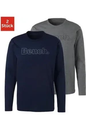 Bench Langarmshirt (2-tlg) mit Bench. Print vorn bunt|grau S