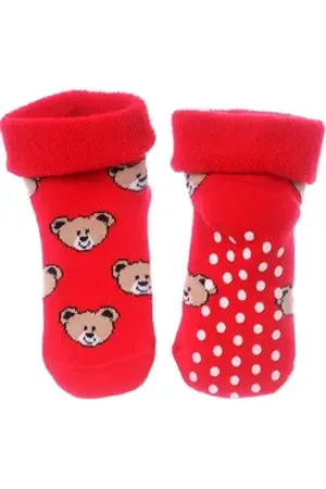 Martinex Thermosocken Thermosocken Socken für Babys und Kleinkinder warme Antirutschsocken weich, in Rot, mit Bärchen, genoppt, 20 22 23 25 26 28 29 31 34 rot 20-22