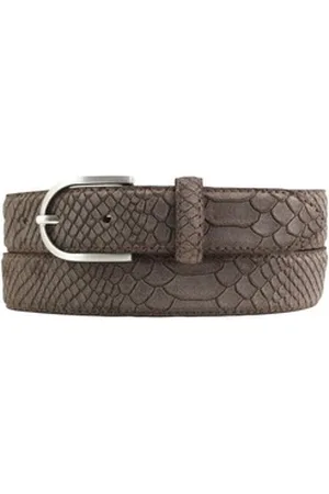 BELTINGER Ledergürtel Kinder-Gürtel mit Pythonprägung 3 cm - Leder-Gürtel für Mädchen 30mm S (1-St) silberfarben|braun