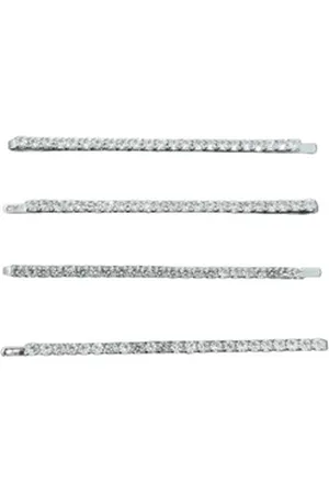 Bungsa Kette ohne Anhänger Haarklammer Set silber mit Strass aus Metall Damen (4-tlg), Haarklammer silberfarben