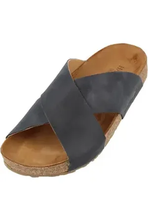 Haflinger Bio Mio Sommer Sandale aus Leder Hausschuh Unisex Hausschuh blau 46 EU