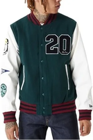 New Era Collegejacke Varsity College BRAND PATCHES grau L