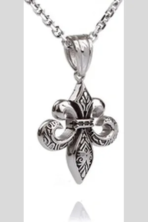 Karisma Kette mit Anhänger Edelstahl Anhänger Bourbonische Lilie Geschwärzt, Mit Edelstahl Kette- Herrenschmuck