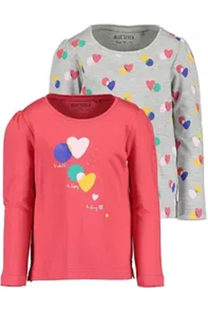 Blue Seven Longsleeve Mädchen Longsleeve im Doppelpack Grey & Red 98 bunt 98