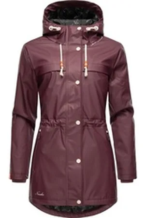 Navahoo Regenmantel Rainy Forest modischer Damen Outdoor Regenparka rot L (40)