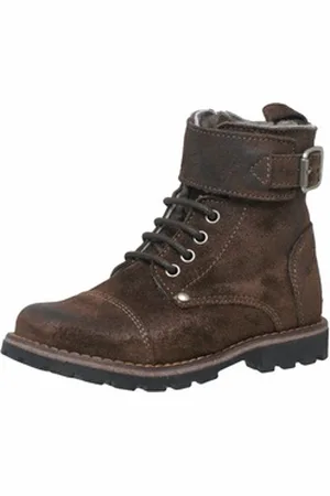 Momino 6407M Kinder Winter Boots Stiefeletten Leder Lammfell Schnürstiefelette
