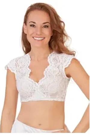 Alpenfee Dirndlbluse Dirndlbluse - NALIA FA - creme, weiß weiß 32