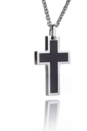 Karisma Kette mit Anhänger Edelstahl Anhänger Kreuz Männerschmuck PVD Schwarz, mit Kette SLP0798 - 55 Zentimeter