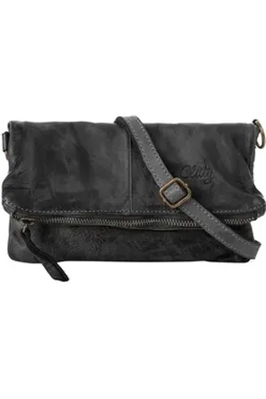 Cluty Abendtasche, echt Leder, Made in Italy schwarz