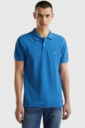 Benetton United Colors of Poloshirt mit Logo in Brusthöhe blau S