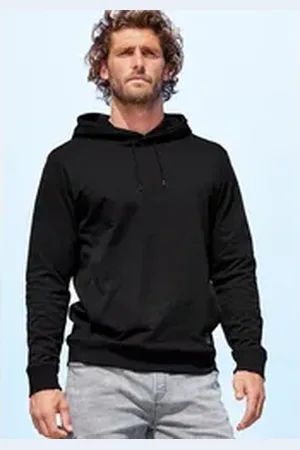 john devin Hoodie Langarm, Sweatshirt mit Rundhals und Kapuze, Baumwollmischung schwarz M (48/50)