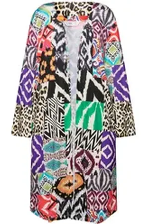 Angel of Style Angel of Style Sommerjacke Kimono long und open Patchprint Langarm schwarz 48