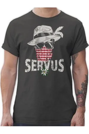 Shirtracer T-Shirt Lausbua Totenkopf Bayrisch Lausbub Tracht Mode für Oktoberfest Herren grau XL