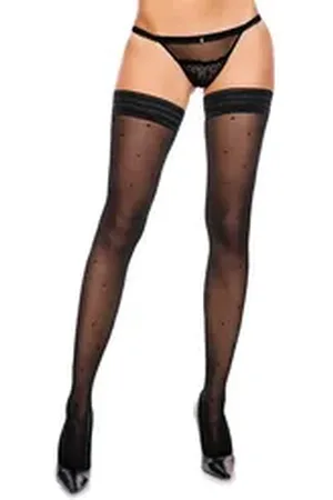Glamory Halterlose Feinstrümpfe 50503 schwarz 44-46