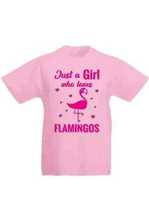 G-graphics T-Shirt Just a girl who loves flamingos Kinder T-Shirt, mit Spruch / Statement rosa 128