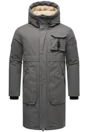 Stone Harbour Wintermantel Cyriaan XX Langer Herren Winterparka mit großen Eingrifftaschen grau L (52)