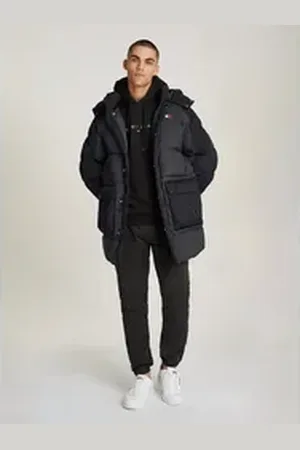 Tommy Hilfiger Steppmantel TJM TWO TONE PARKA kontrastfarbene Einsätze schwarz L
