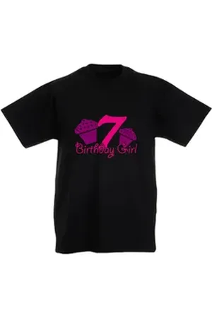 G-graphics T-Shirt 7 – Birthday girl Kinder T-Shirt, mit Spruch / Statement, zum Geburtstag schwarz 116