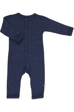Joha Schlafoverall Schlafoverall aus Merino-Wolle/Seide navy weiß blau 98-104