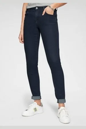 Tamaris Skinny-fit-Jeans schmale Beinform, normale Leibhöhe, 5-Pocket-Form, Used-Waschung blau 38