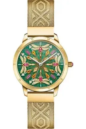 Thomas Sabo Quarzuhr KALEIDOSKOP LIBELLE WA0369-264-211-33 MM, Damenuhr, Armbanduhr, Libellen-Design, Schmucksteine goldfarben