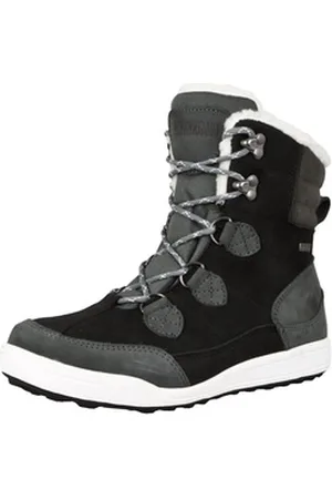 Guggen Mountain Winterstiefel HPC57 Damenfellstiefel Damenwinterstiefel Fellstiefel Stiefel wasserdicht Damen Lederstiefel Lammfellstiefel grau|schwarz 41