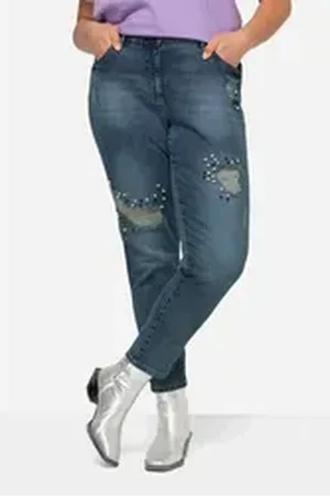 Angel of Style Angel of Style Regular-fit-Jeans Jeans Slim Fit verzierte Destroy-Effekte 5-Pocket blau 58