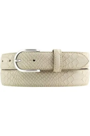 BELTINGER Ledergürtel Kinder-Gürtel mit Pythonprägung 3 cm - Leder-Gürtel für Mädchen 30mm S (1-St) beige|silberfarben