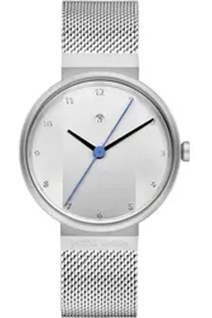 Jacob Jensen Quarzuhr Designuhr Edelstahl Milanaise Metallband NEW LINE ⌀35mm Herrenuhren Quarz, langer Sekundenzeiger