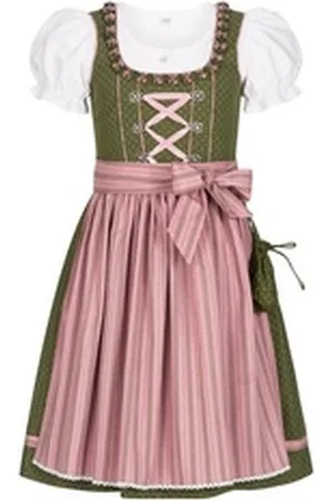 Nübler Dirndl Kinderdirndl 3-teilig Nabilia in Grün von 3 teiliges Set aus Dirndl, Bluse und Schürze, Kinder Tracht grün 158