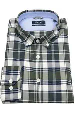 Maerz Karohemd leicht tailliert Button-Down-Kragen grün L