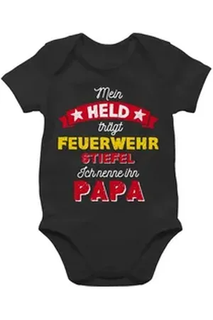 Shirtracer Shirtbody Mein Held trägt Feuerwehrstiefel Papa schwarz 1/3 Monate