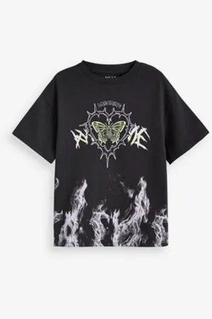 Next Oversize-Shirt Oversize-T-Shirt mit Grafikprint (1-tlg) schwarz 104 (4 J.)