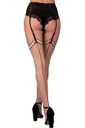 LivCo Corsetti Strapsstrümpfe LC Maramet stockings beige-black 20den - (2,3,4) beige|braun|schwarz 4