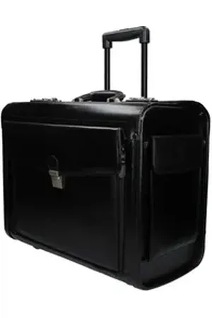Dermata Business-Trolley - Piloten-Koffer aus Vollrindleder - 45,5 x 37 x 23 cm schwarz
