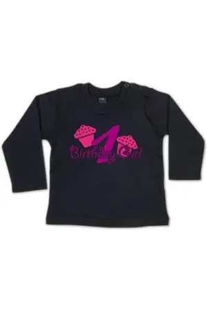 G-graphics Longsleeve 1 – Birthday Girl Baby Sweater / Longsleeve T als Geschenk zum ersten Geburtstag schwarz 18-24 Monate