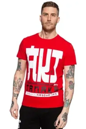 Akito tanaka T-Shirt Write (1-tlg) mit kontrastierendem Print rot S