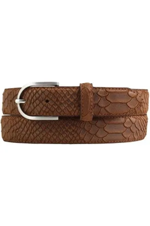 BELTINGER Ledergürtel Kinder-Gürtel mit Pythonprägung 3 cm - Leder-Gürtel für Mädchen 30mm S (1-St) silberfarben|braun