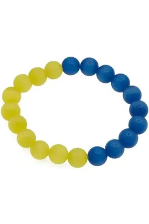 Bella Carina Armband Ukraine Flagge Armband blau gelb Katzen Augen Glas 10 mm, in den Farben der Ukraine Xl