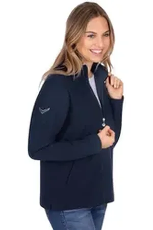 Trigema Sweatjacke Jacke mit funkelnden Strass-Steinen (1-tlg) blau XL