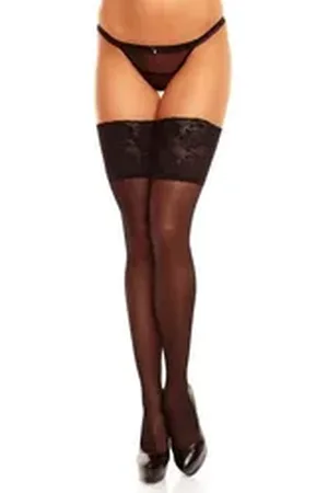 Glamory Halterlose Feinstrümpfe 50111 schwarz 52-54