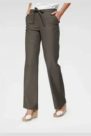 Aniston Leinenhose mit Bindeband braun 44