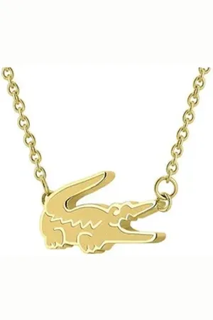 Lacoste Kette mit Anhänger Schmuck Edelstahl Halsschmuck Halskette Ankerkette CROCODILE gelb|goldfarben