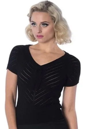 Banned Retro Shirttop Patricia Pointelle Schwarz Retro Vintage Oberteil Rockabilly schwarz M