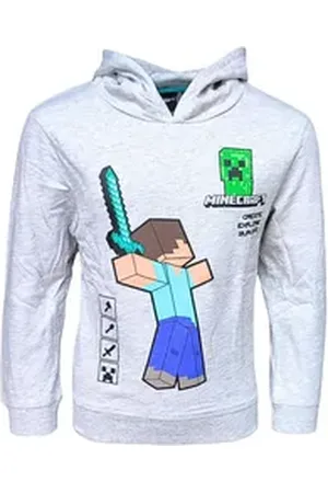 Minecraft Hoodie Steve & Creeper Jungen Kapuzenpullover Gr.116-152 cm grau 116 cm