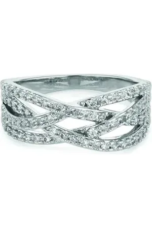 Buckley London Fingerring Messing rhodiniert Kristalle weiß 058 (18,5)