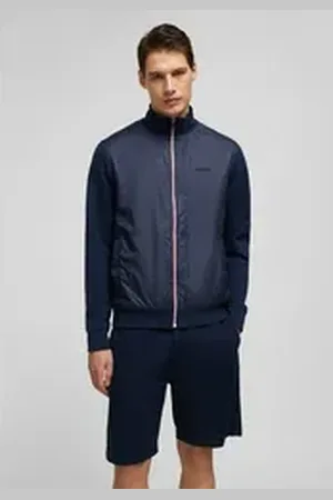 Daniel Hechter Sweatjacke mit Materialmix-Einsatz blau M