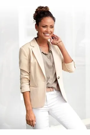 Lascana Kurzblazer in klassischer Form, taillierter Damenblazer, sportlich elegant beige 38