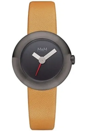 M&M Quarzuhr Armbanduhr Damen Leder Basic-M, (1-tlg), Analoguhr rund mit Lederarmband, Designer Uhr, deutsche Manufaktur, inkl. edles Etui gelb